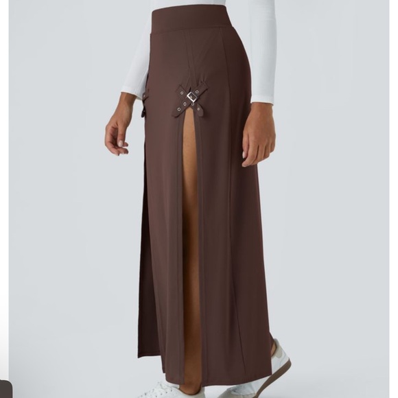 HALARA High waisted decorative buckle 2 in 1 maxi skirt New - Picture 3 of 6